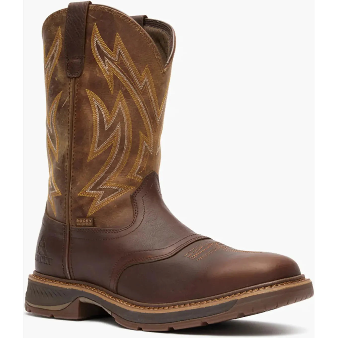 Rocky Men's Ride Lte 11" Waterproof Slip Resist Western Work Boot- Brown- RKW0476 7.0 / Medium / Brown - Overlook Boots