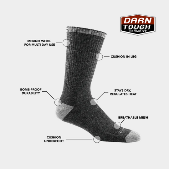 Men's Darn Tough John Henry Boot Midweight Work Sock 3-Pack - Gravel  - Overlook Boots