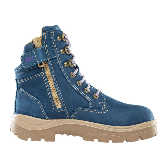 Steel Blue Women's Southern Cross Zip 6" Steel Toe Water Resistant Side Zip Work Boot - Blue - 812861 - Side - Overlook Boots
