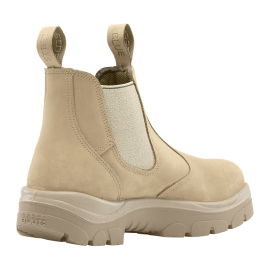 Steel Blue Women's Hobart Ladies 6" Steel Toe Water Resistant Work Boot - Sand - 812891 - Rear Angle - Overlook Boots