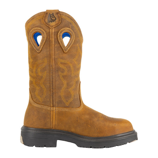 Steel Blue Men's Blue Heeler 10" Steel Toe Waterproof Western Work Boot - Brown - 813945 - Side Profile - Overlook Boots