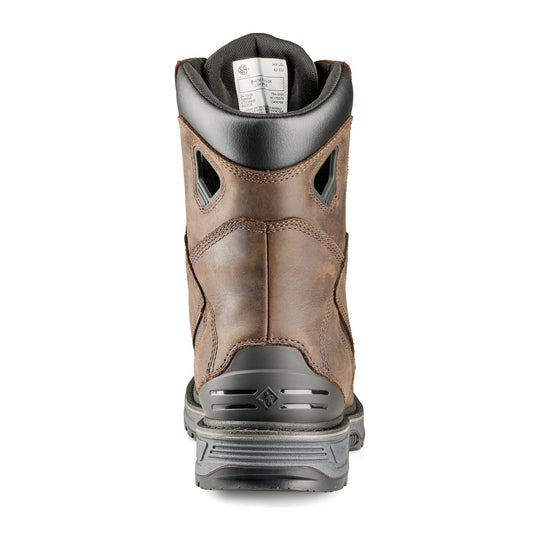 Terra Men's Stockton Square Toe 8" Composite Toe Waterproof Safety Work Boot - Dark Brown - 1099DB - Back View - Overlook Boots