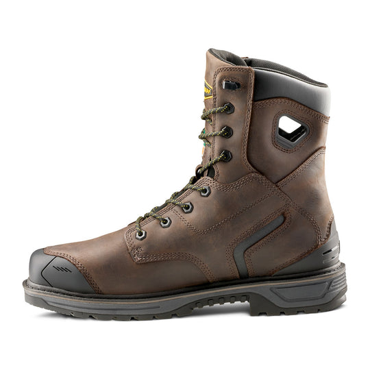 Terra Men's Stockton Square Toe 8" Composite Toe Waterproof Safety Work Boot - Dark Brown - 1099DB - Side Profile - Overlook Boots