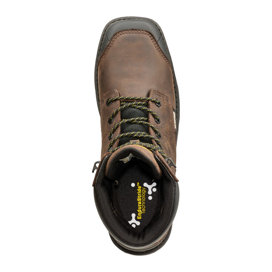 Terra Men's Stockton Square Toe 8" Composite Toe Waterproof Safety Work Boot - Dark Brown - 1099DB - Top View - Overlook Boots