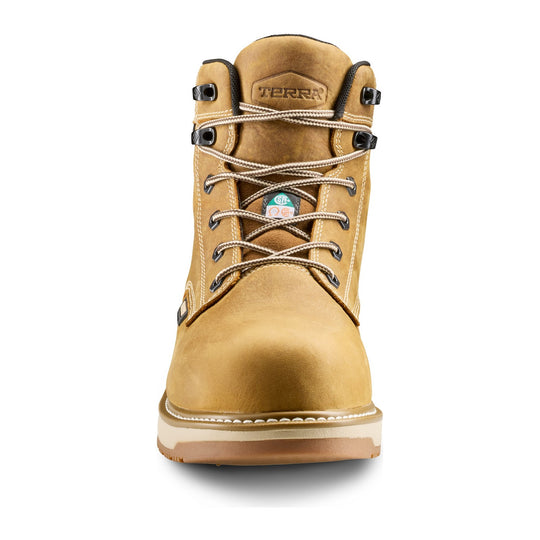 Terra Men's Ironstone Round Toe 6" Composite Toe Waterproof Safety Work Boot - Tan - 1162TN - Front View - Overlook Boots