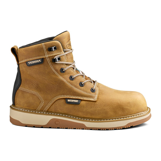 Terra Men's Ironstone Round Toe 6" Composite Toe Waterproof Safety Work Boot - Tan - 1162TN - Inside Profile - Overlook Boots