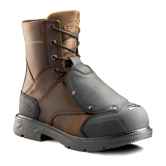 Terra Men's Patton 8" Aluminum Toe External Met Guard Safety Work Boot - Dark Brown - 1314DB - Front Angle - Overlook Boots