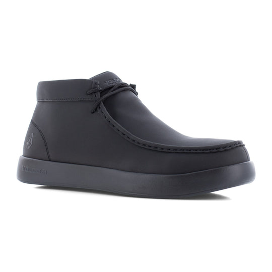 Volcom Men's Chill Composite Toe Mid Cut Slip-On Casual Work Shoe - Black - VM30815 - Front Angle - Overlook Boots