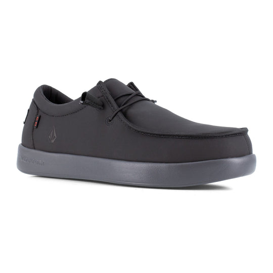 Volcom Men's Chill Composite Toe Conductive Slip-On Casual Work Shoe - Black - VM30817 - Front Angle - Overlook Boots