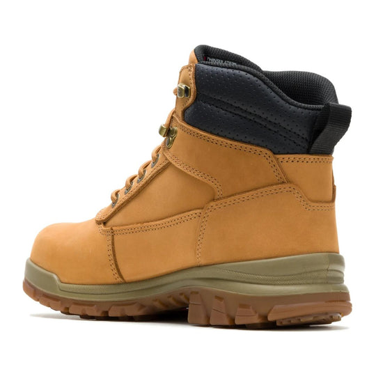 Wolverine Men's DuraShocks SR Icon Insulated 6" CarbonMAX Composite Toe Waterproof 400G Insulated Work Boot - Wheat - W261093 - Rear Angle - Overlook Boots