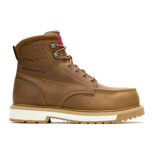 Wolverine Men's Reloader 6" CarbonMAX Composite Toe Waterproof Moc Toe Work Boot - Dark Tan - W261110 - Side Profile - Overlook Boots