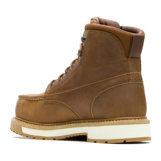 Wolverine Men's Reloader 6" CarbonMAX Composite Toe Waterproof Moc Toe Work Boot - Dark Tan - W261110 - Rear Angle - Overlook Boots