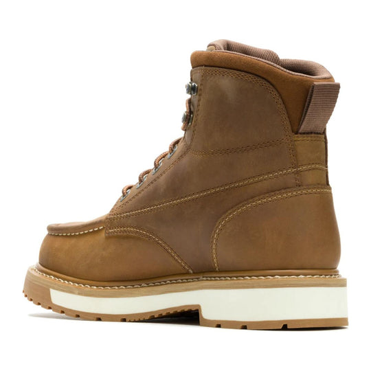 Wolverine Men's Reloader 6" Soft Toe Waterproof Moc Toe Work Boot - Dark Tan - W260086 - Rear Angle - Overlook Boots