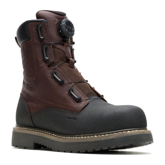 Wolverine Men's Reloader 8" BOA CarbonMAX Composite Toe Waterproof Work Boot - Dark Chocolate - W261120 - Front Angle - Overlook Boots