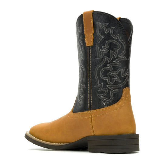 Wolverine Men's Wheatland Saddle Series Soft Toe Western Pull On Work Boot - Wheat - W260037 - Rear Angle - Overlook Boots