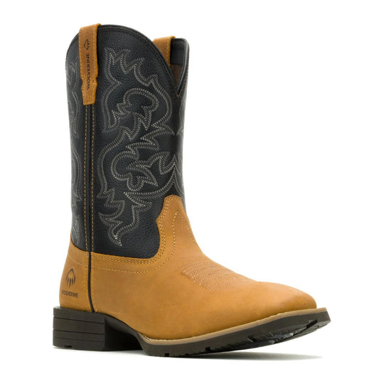 Wolverine Men's Wheatland Saddle Series Steel Toe Western Pull On Work Boot - Wheat - W261129 - Front Angle - Overlook Boots
