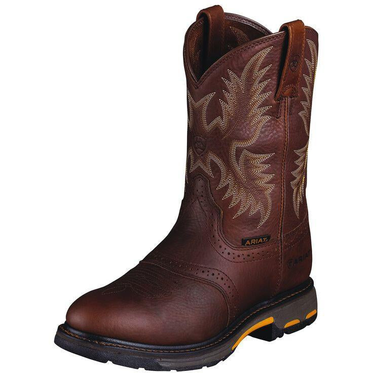 Ariat Men's WorkHog Pull-On 10" Soft Toe Western Work Boot - Copper - 10001187 7 / Medium / Brown - Overlook Boots
