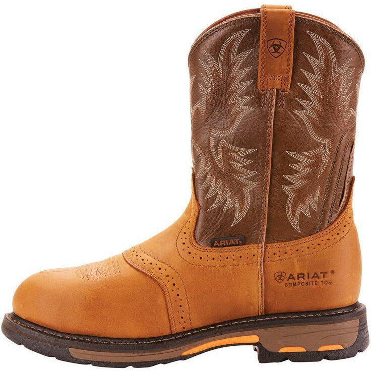 Ariat Men's WorkHog Pull-On Ct 10" Comp Toe Western Work Boot- Bark - 10001191  - Overlook Boots