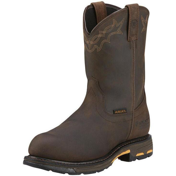 Ariat Men's WorkHog 10" Comp Toe WP Western Work Boot - Oily Brown - 10001200 7 / Medium / Brown - Overlook Boots