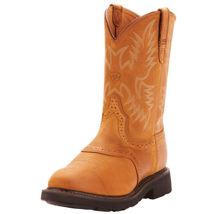Ariat Men's Sierra Saddle 10" Soft Toe Pull-On Western Work Boot - 10002304 6 / Wide / Brown - Overlook Boots