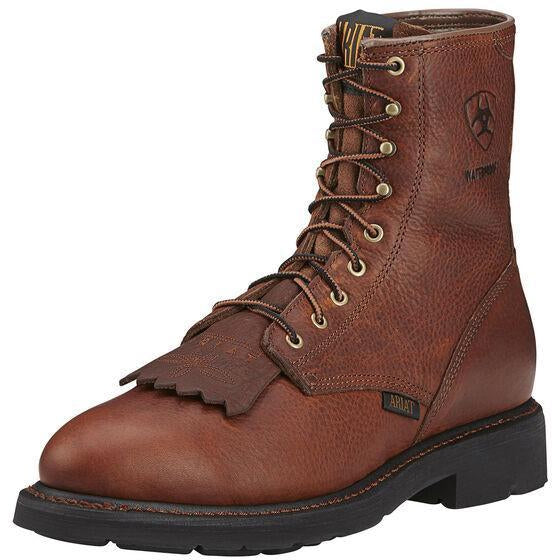 Ariat Men's Cascade 8" Soft Toe Waterproof Western Work Boot - Sunshine - 10002397 7 / Medium / Brown - Overlook Boots