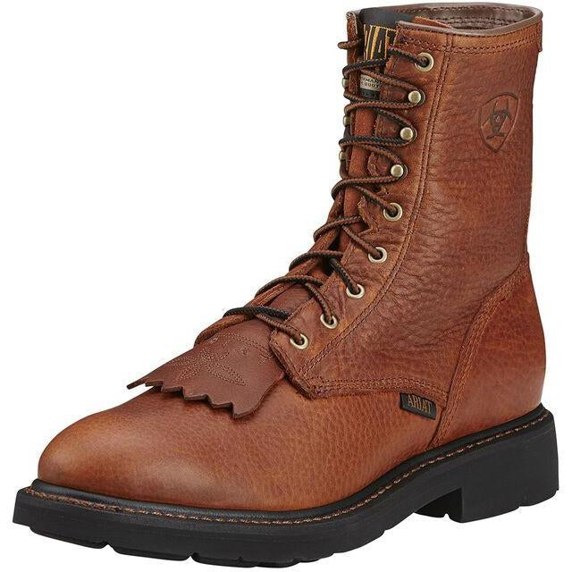 Ariat Men's Cascade 8" Soft Toe Lace Up Western Work Boot- Sunshine - 10002420 6 / Wide / Brown - Overlook Boots