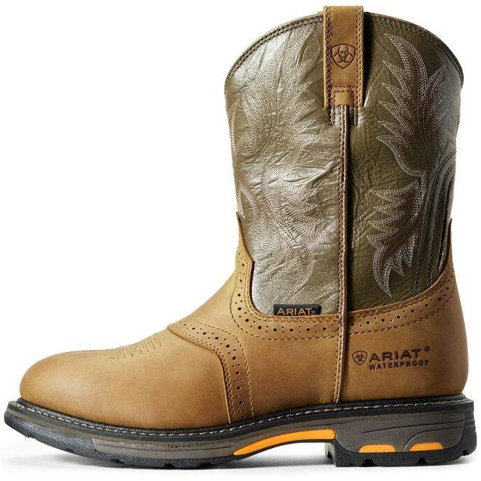 Ariat Men's WorkHog 10" Soft Toe WP Western Work Boot - Aged Bark - 10008633  - Overlook Boots