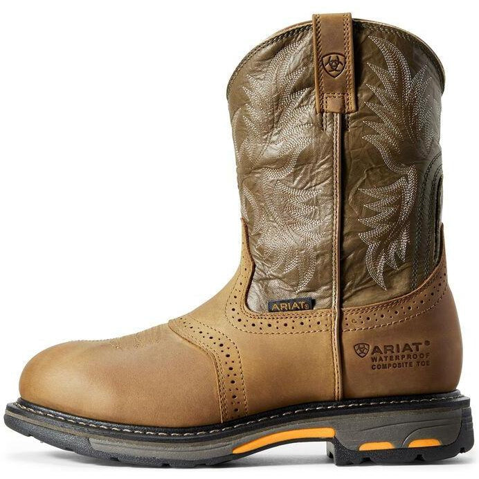 Ariat Men's WorkHog 10" Comp Toe WP Western Work Boot - Aged Bark - 10008635  - Overlook Boots