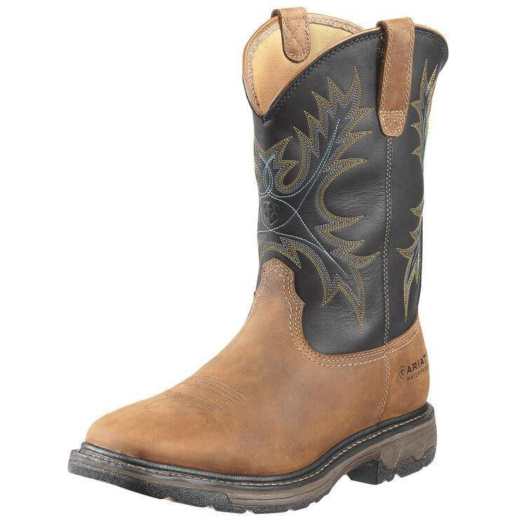 Ariat Men's WorkHog 11" Wide Square Steel Toe Western Work Boot - 10010133 7 / Medium / Brown - Overlook Boots