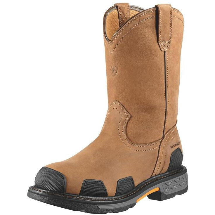 Ariat Men's OverDrive Pull-On 10" Comp Toe WP Work Boot Brown 10010901 7 / Medium / Brown - Overlook Boots