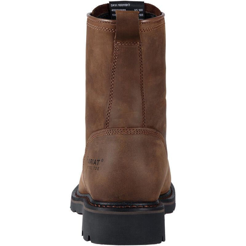 Ariat Men's Cascade 8" Wide Square Soft Toe Western Work Boot- Brown- 10011916  - Overlook Boots