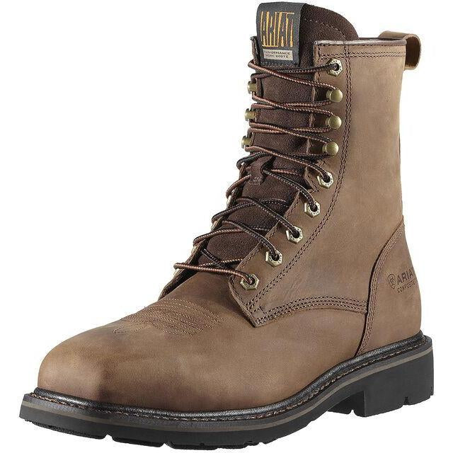 Ariat Men's Cascade 8" Wide Square Stl Toe Western Work Boot- Brown - 10011917 7 / Medium / Brown - Overlook Boots
