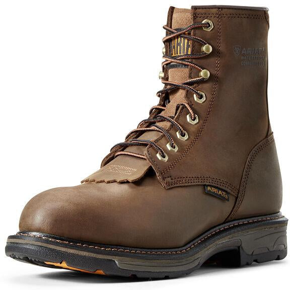 Ariat Men's WorkHog 8" Comp Toe WP Western Work Boot - Oily Brown - 10011943 7 / Medium / Brown - Overlook Boots