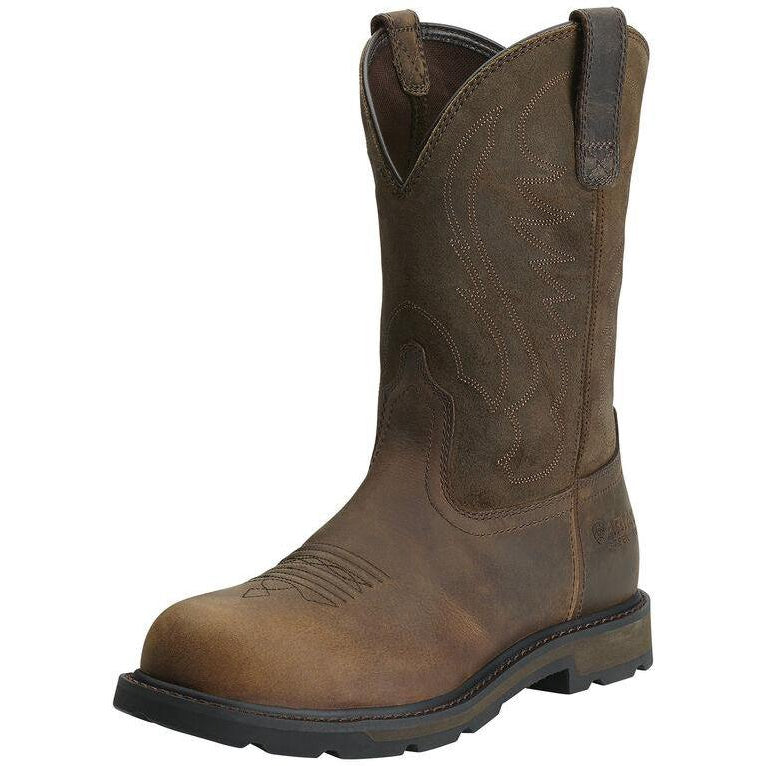 Ariat Men's Groundbreaker 10" Steel Toe Western Work Boot - Brown - 10014241 7 / Medium / Brown - Overlook Boots