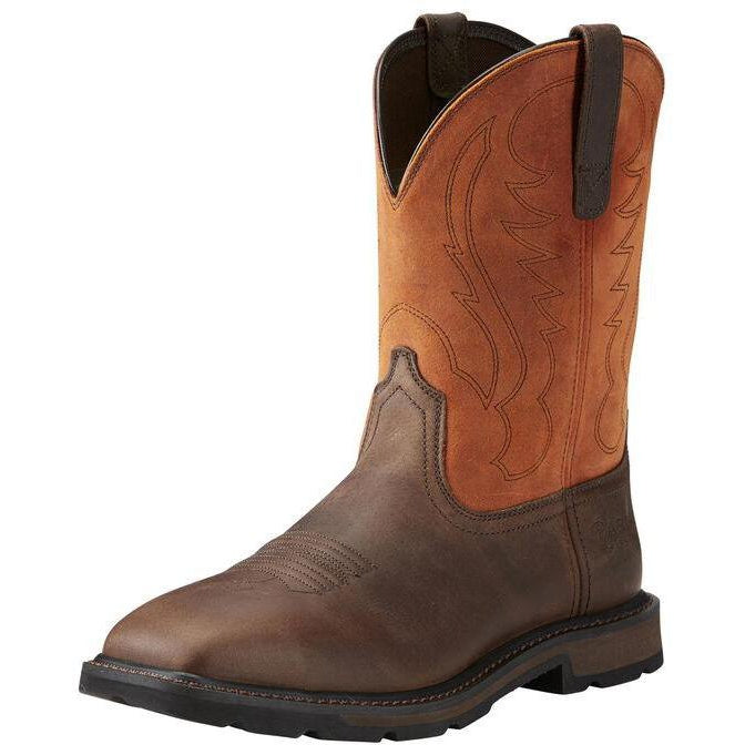Ariat Men's Groundbreaker 10" Wide Stl Toe Western Work Boot - 10015191 7 / Medium / Brown - Overlook Boots