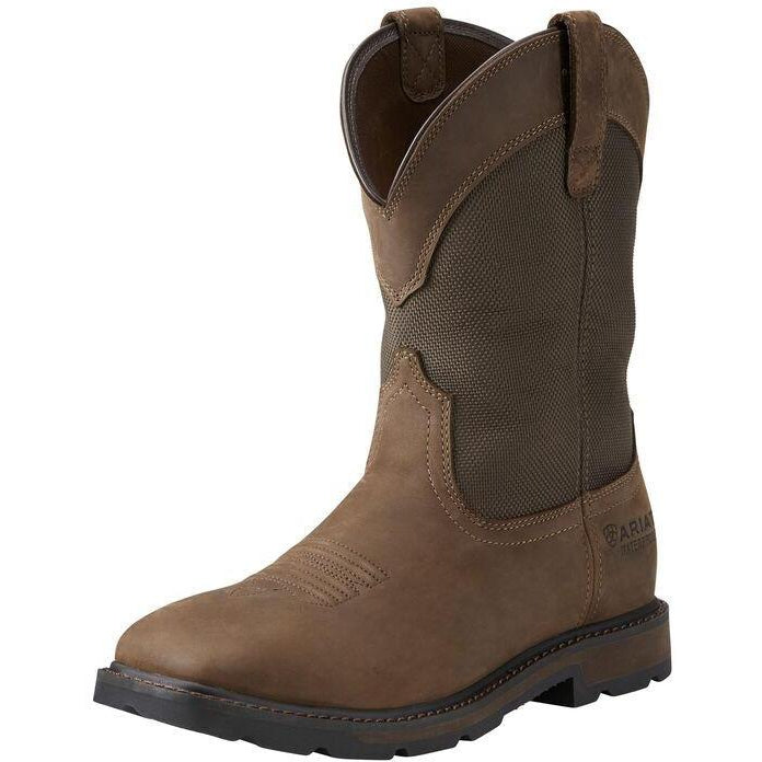 Ariat Men's Groundbreaker 10" Wide Sqr Stl Toe Western Work Boot - 10015196 7 / Medium / Brown - Overlook Boots