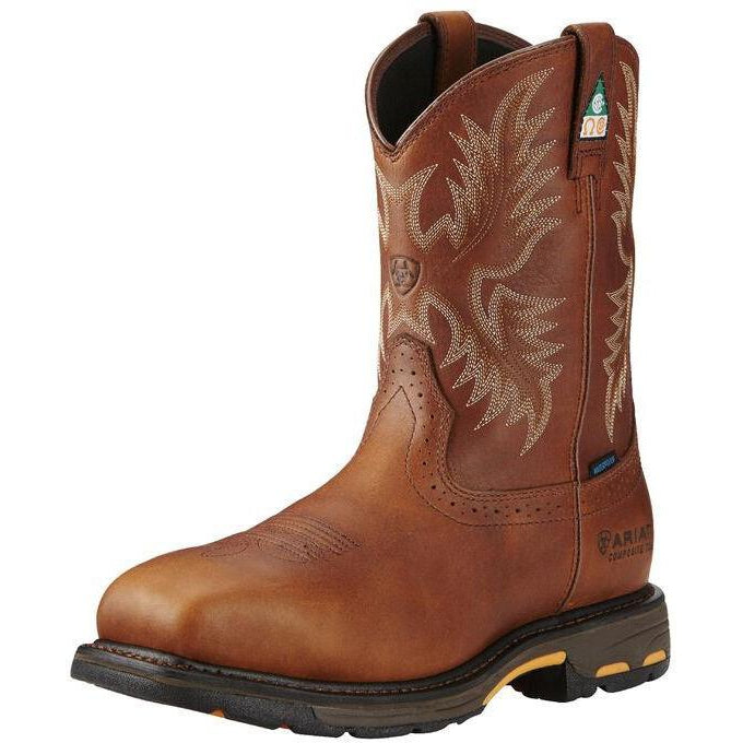 Ariat Men's WorkHog CSA 11" Wide Sqr Comp Toe WP Work Boot - 10017175 7 / Medium / Brown - Overlook Boots