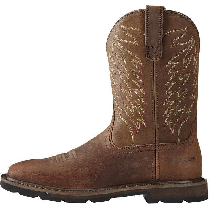 Ariat Men's Groundbreaker 10" Soft Toe Western Work Boot - Brown - 10020059  - Overlook Boots