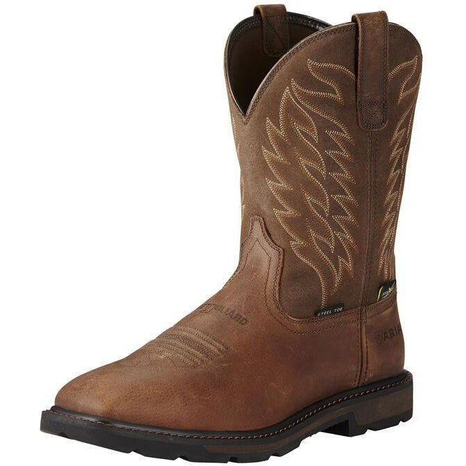 Ariat Men's Groundbreaker 10" Steel Toe Waterproof MetGuard Western Work Boot - 10020063 7 / Medium / Brown - Overlook Boots