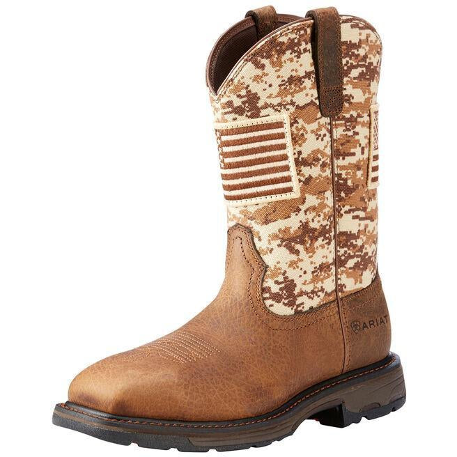 Ariat Men's WorkHog Patriot 11" Soft Toe Work Western Boot - Earth - 10023100 7 / Medium / Brown - Overlook Boots