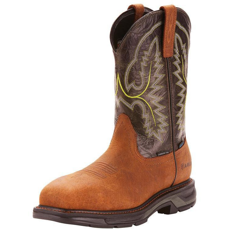 Ariat Men's WorkHog XT 11" Carbon Toe WP Western Work Boot - Bark - 10024966 7 / Medium / Black - Overlook Boots