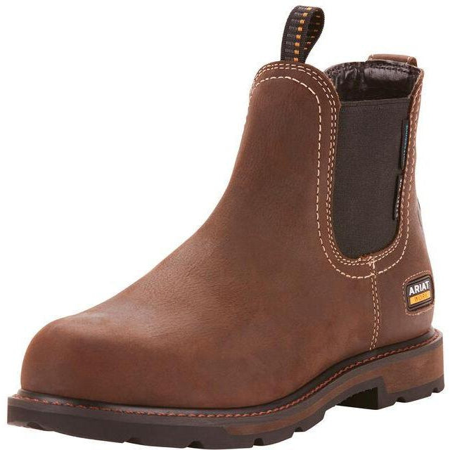 Ariat Men's Groundbreaker Chelsea 6" Steel Toe WP Work Boot - 10024983 7 / Medium / Brown - Overlook Boots