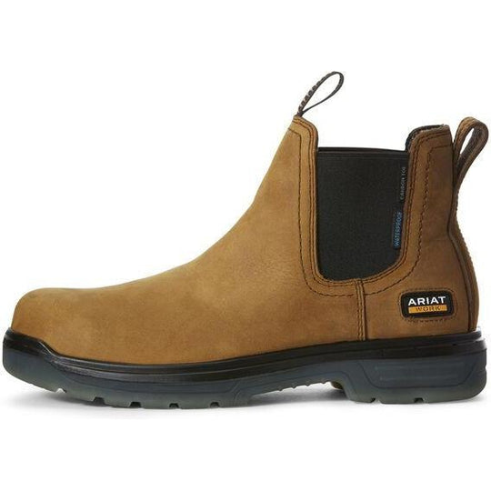 Ariat Men's Turbo Chelsea 6" Carbon Toe Waterproof Work Boot - Bark - 10027331 - Overlook Boots
