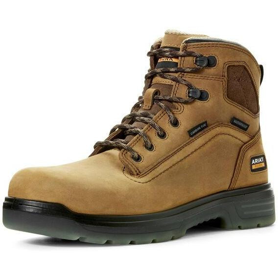 Ariat Men's Turbo 6" Carbon Toe WP Work Boot - Aged Bark - 10027335 7 / Medium / Brown - Overlook Boots