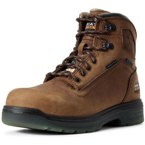 Ariat Men's Turbo H2O CSA 6" Carbon Toe WP PR Work Boot - Bark - 10029132 7 / Medium / Brown - Overlook Boots