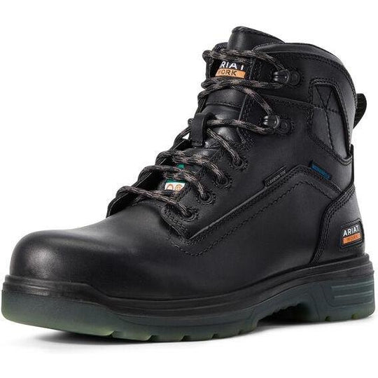 Ariat Men's Turbo Waterproof CSA 6" Carbon Toe Waterproof Puncture Resistant Work Boot- Black - 10029134 7.0 / Medium / Black - Overlook Boots