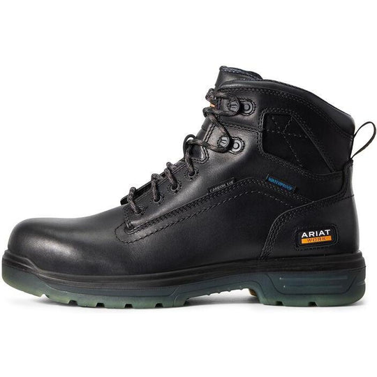 Ariat Men's Turbo Waterproof CSA 6" Carbon Toe Waterproof Puncture Resistant Work Boot- Black - 10029134 - Overlook Boots