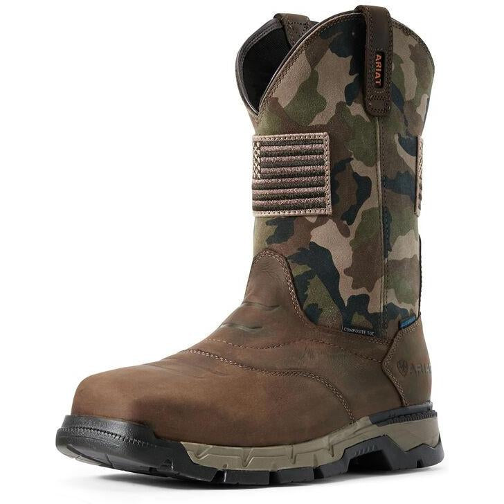 Ariat Men's Rebar Flex Patriot 10" Comp Toe Western Work Boot - 10029518 7 / Medium / Brown - Overlook Boots