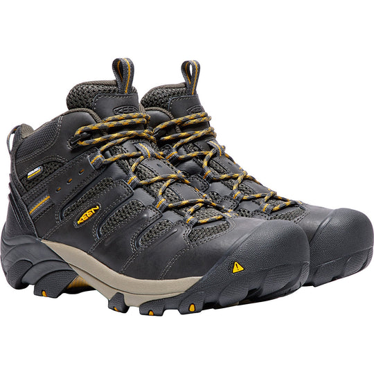 KEEN Utility Men's Lansing Mid Steel Toe Waterproof Work Boot- Raven - 1018079 7.0 / Medium / Raven/Tawny Olive - Overlook Boots