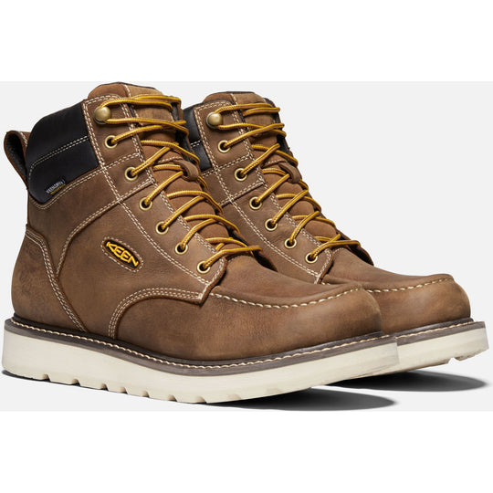 KEEN Utility Men's Cincinnati 6" Soft Toe Waterproof Wedge Work Boot - 1023223 7.0 / Medium / Belgian/Sandshell - Overlook Boots